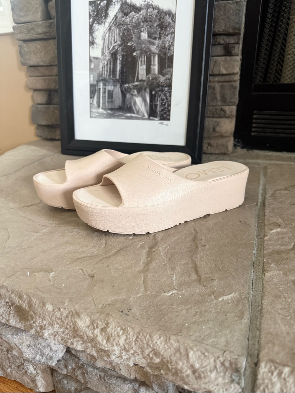 Lemon Jelly Platform Slide Sandals Cream Nude Women's EU 40 / US 9